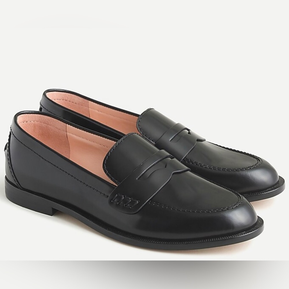 J.Crew Classic Black Leather Loafers in women’s size 6.5 - Brand New!